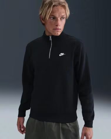 NIKE FELPA FN3864-010 CON MEZZA ZIP NEGRO