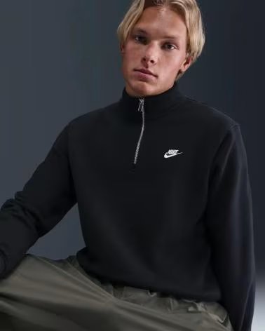 NIKE FELPA FN3864-010 CON MEZZA ZIP NEGRO