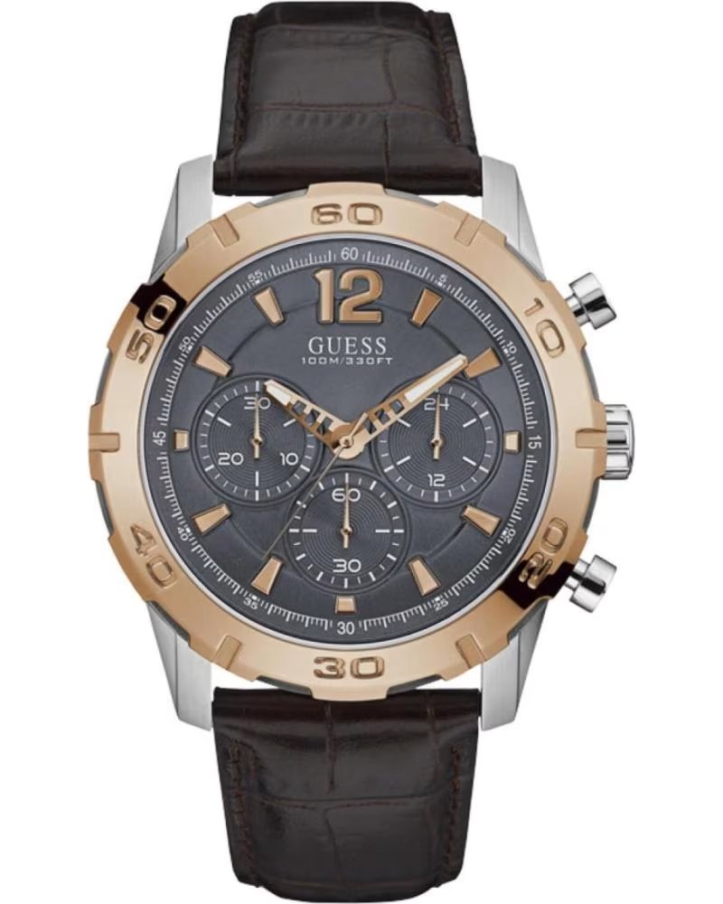 Inicio-GUESS-RELOJ CRONÓGRAFO GUESS W0864G1 CON CORREA DE PIEL MARRÓN-MARRON