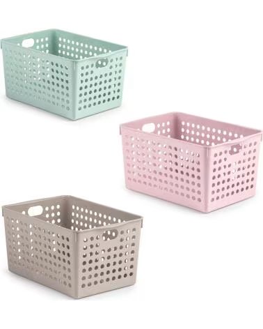 PLASTICFORTE CESTO ORGANIZADOR MULTIUSOS COM DESIGN PERFURADO MULTICOLOR