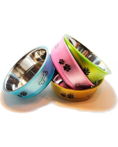 DOGS HAUSTIERNAPF AUS EDELSTAHL MIT PFOTEN-DESIGN MULTICOLOR