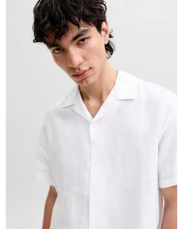 CAMISA JACK AND JONES DE LINO MANGA CORTA 077-54065741103443 BLANCO