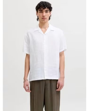 CAMISA JACK AND JONES DE LINO MANGA CORTA 077-54065741103443 BLANCO