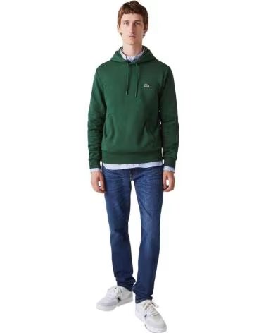 FELPA CON CAPPUCCIO LACOSTE CLASSIC SH9623132 UOMO VERDE