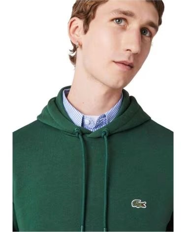 FELPA CON CAPPUCCIO LACOSTE CLASSIC SH9623132 UOMO VERDE