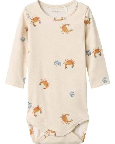 NAME IT BODY DE MANGA COMPRIDA PARA BEBÉ COM ESTAMPADO DE CARANGUEJOS EM BEGE BEIGE