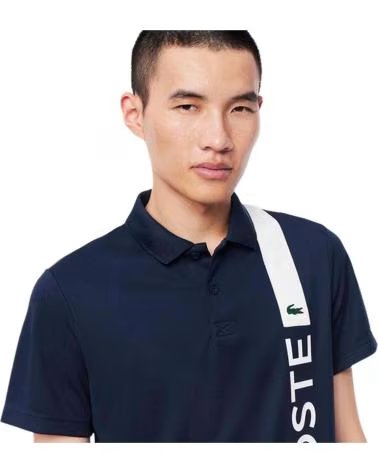 LACOSTE SHORT SLEEVE POLO SHIRT WITH SIDE STRIPE AZUL MARINO