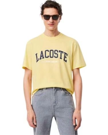 LACOSTE T-SHIRT À MANCHES COURTES JAUNE AVEC LOGO MULTICOLOR