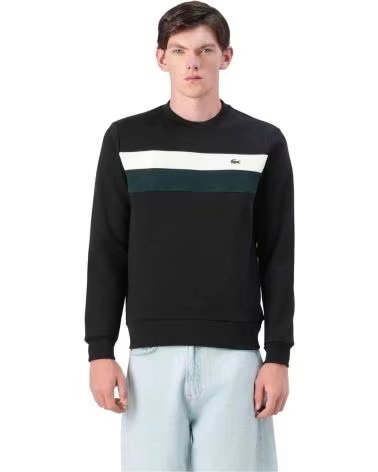 LACOSTE SH5498-00-6XH SWEATSHIRT WITH CONTRAST PANELS NOIR-LAPONIE-SINOPLE