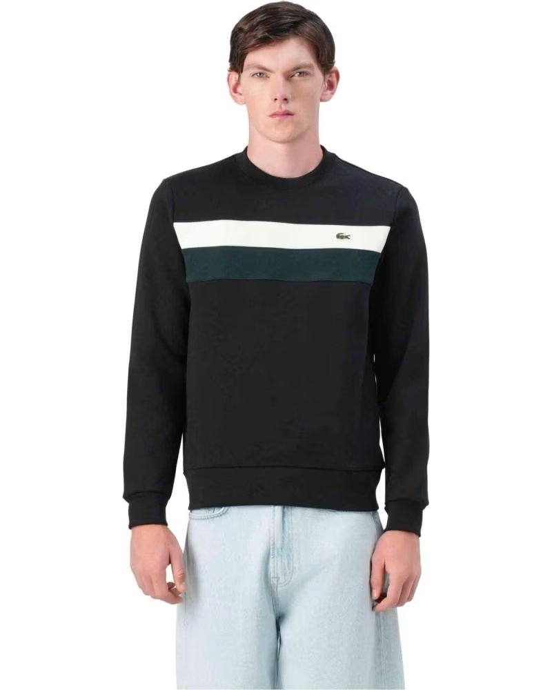 LACOSTE SH5498-00-6XH SWEATSHIRT WITH CONTRAST PANELS NOIR-LAPONIE-SINOPLE