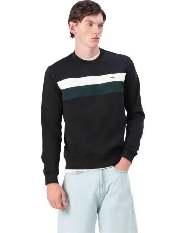 LACOSTE SH5498-00-6XH SWEATSHIRT WITH CONTRAST PANELS NOIR-LAPONIE-SINOPLE