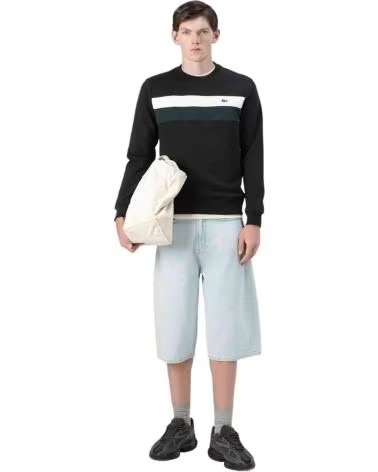 LACOSTE SH5498-00-6XH SWEATSHIRT WITH CONTRAST PANELS NOIR-LAPONIE-SINOPLE