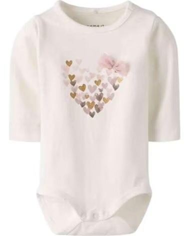 NAME IT BODY DE MANGA COMPRIDA 13246482 COM ESTAMPADO DE CORAÇÕES BLANCO