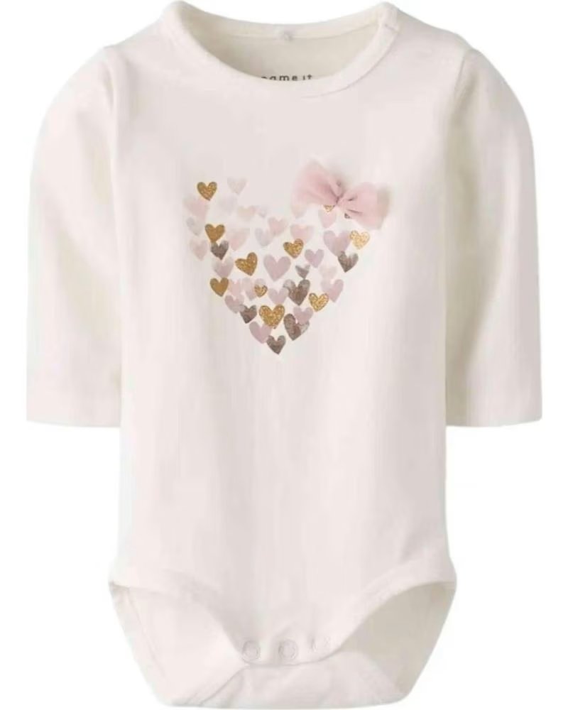 NAME IT 13246482 LANGARMBODY MIT HERZMUSTER BLANCO