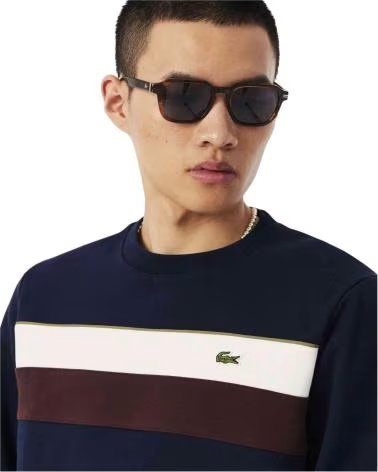 LACOSTE FELPA SH5498-00-6WZ A FASCE DA UOMO BLACK