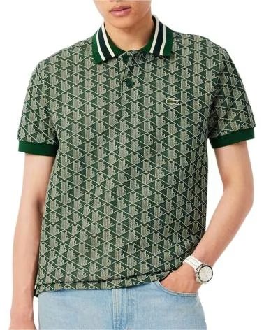 LACOSTE POLO DH1417-00-D1R MANICA CORTA STAMPATA GREEN