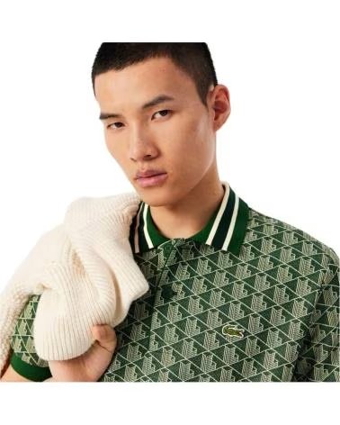 LACOSTE POLO DH1417-00-D1R MANICA CORTA STAMPATA GREEN