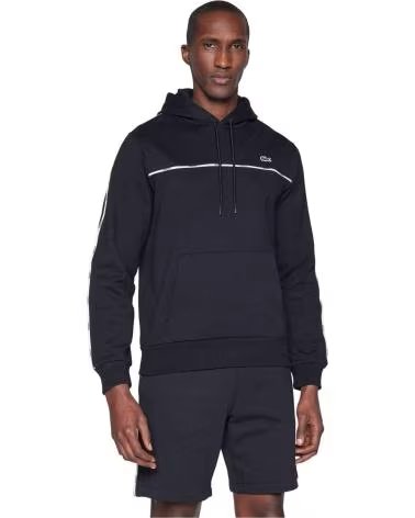 LACOSTE FELPA CON CAPPUCCIO SH9818-00-031 NEGRO BLANCO