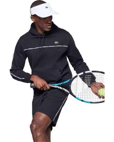 LACOSTE FELPA CON CAPPUCCIO SH9818-00-031 NEGRO BLANCO