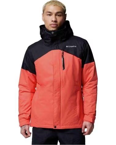 COLUMBIA CHAQUETA CHAQUETA CON CAPUCHA LAST TRACKS II ROJO ANARANJADO EN ROJO PARA HOMBRE NEGRO