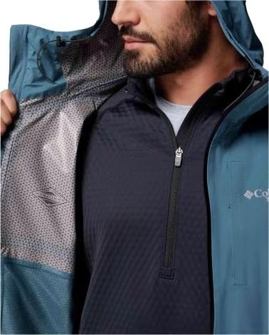 COLUMBIA CHAQUETA CHAQUETA CON CAPUCHA AMPLI-DRY II SHELL AZUL EN AZUL PARA HOMBRE CELESTE