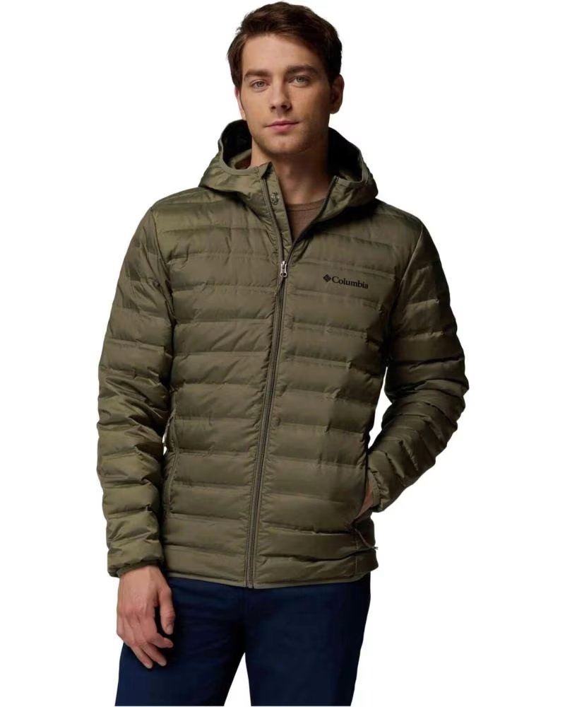 COLUMBIA LAKE 22 II DOWN HOODED JACKET IN OLIVE OLIVA
