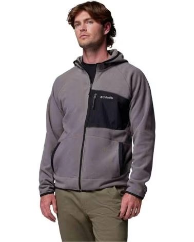 COLUMBIA SUDADERA FORRO POLAR CON CAPUCHA FAST TREK OVERLAY FULL ZIP GRIS EN GRIS PARA HOMBRE SOMBRA