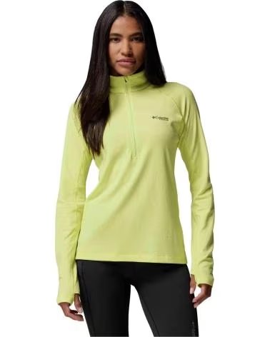 COLUMBIA MAGLIA TECNICA DRIVENTURE HALF ZIP DA DONNA, MANICHE LUNGHE, GIALLO NEON MUJER