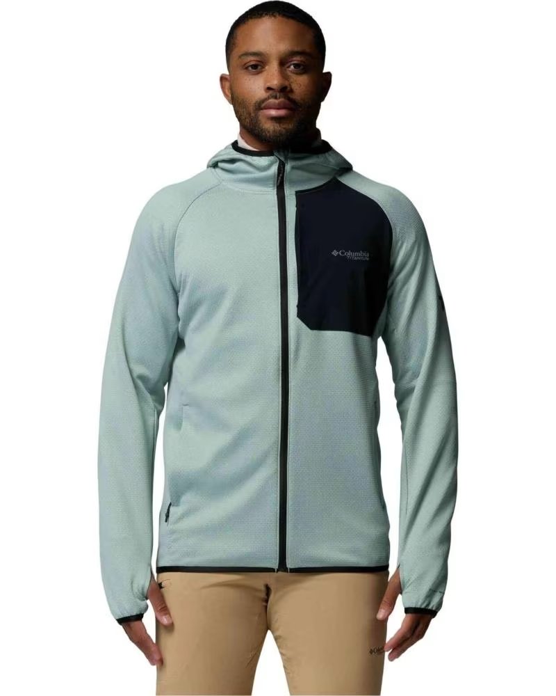 COLUMBIA FELPA CON CAPPUCCIO TRIPLE CANYON GRID FLEECE FULL ZIP II CELESTE