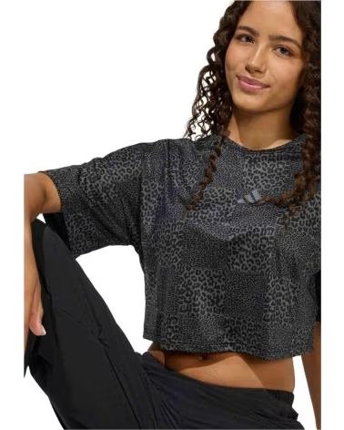 ADIDAS T-SHIRT A MANICHE CORTE KB6925 CON STAMPA ANIMALIER DA DONNA BLACK-GRESIX-GREFOU