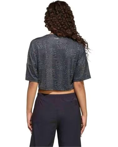 ADIDAS T-SHIRT A MANICHE CORTE KB6925 CON STAMPA ANIMALIER DA DONNA BLACK-GRESIX-GREFOU