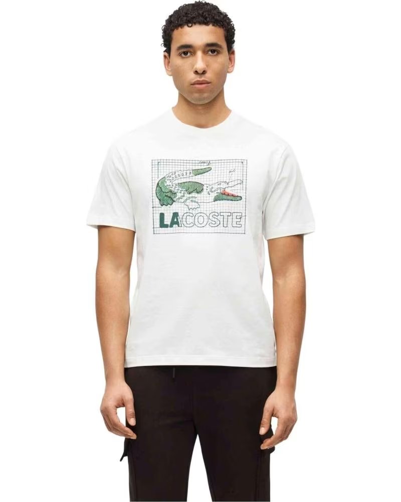 LACOSTE TH1446-001 KURZARM-T-SHIRT IN WEISS WHITE