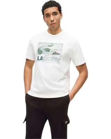 LACOSTE TH1446-001 KURZARM-T-SHIRT IN WEISS WHITE