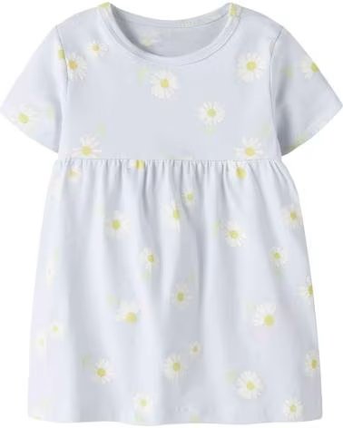 NAME IT VESTIDO 13229242-ANCIENTDAISY COM ESTAMPA DE MARGARIDAS EM AZUL CLARO CELESTE CLARITO