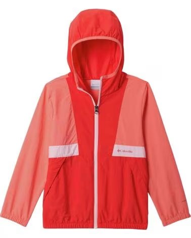 COLUMBIA CORTAVIENTO CHAQUETA CON CAPUCHA SPIRE VALLEY WINDBREAKER NARANJA INTENSO BLANCO EN ROJO PARA HOMBRE NINO