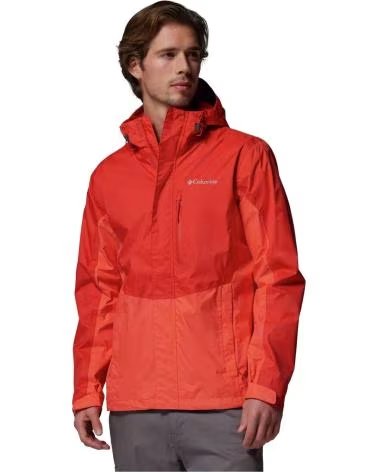 COLUMBIA CHUBASQUERO CHAQUETA CON CAPUCHA POURING ADVENTURE III NARANJA EN ROJO PARA HOMBRE VIVO