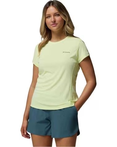 COLUMBIA CAMISETA DE MANGA CORTA CAMISETA ZERO RULES LIGHT MANGA CORTA AMARILLO PALIDO EN VERDE PARA MUJER