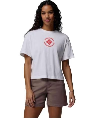 COLUMBIA T-SHIRT ROLLING BEND GRAPHIC RELAXED CROP BIANCO E ROSSO MUJER