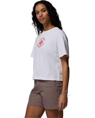 COLUMBIA T-SHIRT ROLLING BEND GRAPHIC RELAXED CROP BIANCO E ROSSO MUJER