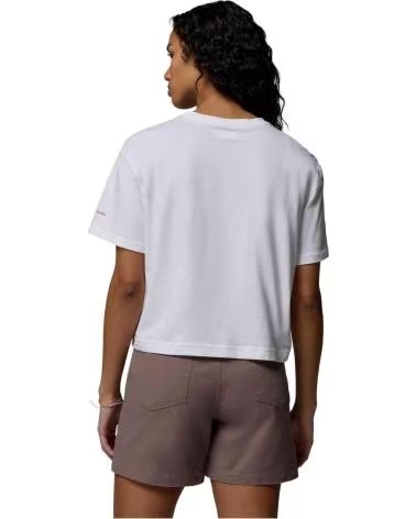 COLUMBIA T-SHIRT ROLLING BEND GRAPHIC RELAXED CROP BIANCO E ROSSO MUJER