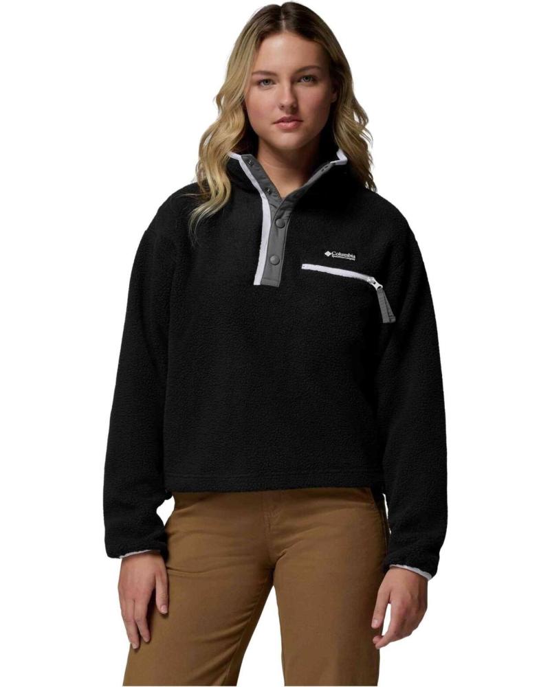 COLUMBIA SUDADERA HELVETIA II CROPPED HALF SNAP NEGRO MUJER