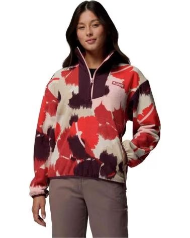 COLUMBIA FELPA SEQUOIA GROVE PRINTED HALF ZIP ROSSO BEIGE MUJER