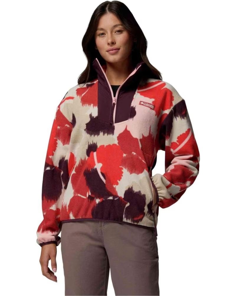 COLUMBIA FELPA SEQUOIA GROVE PRINTED HALF ZIP ROSSO BEIGE MUJER