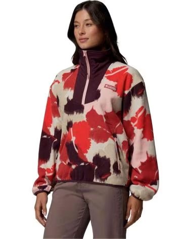 COLUMBIA FELPA SEQUOIA GROVE PRINTED HALF ZIP ROSSO BEIGE MUJER