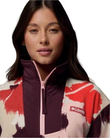 COLUMBIA FELPA SEQUOIA GROVE PRINTED HALF ZIP ROSSO BEIGE MUJER