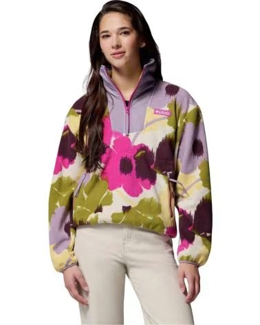COLUMBIA FELPA IN PILE SEQUOIA GROVE CON MEZZA ZIP STAMPATA DA DONNA MUJER