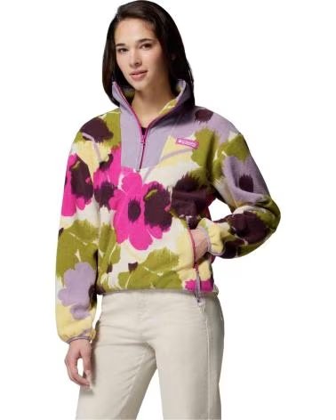 COLUMBIA FELPA IN PILE SEQUOIA GROVE CON MEZZA ZIP STAMPATA DA DONNA MUJER