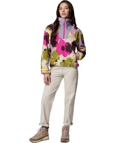 COLUMBIA FELPA IN PILE SEQUOIA GROVE CON MEZZA ZIP STAMPATA DA DONNA MUJER