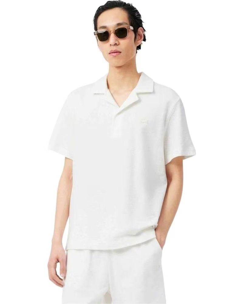 LACOSTE CAMISETA DE MANGA CORTA POLO CLASSIC FIT TEXTURED MANGA CORTA BLANCO EN BLANCO PARA HOMBRE PURO