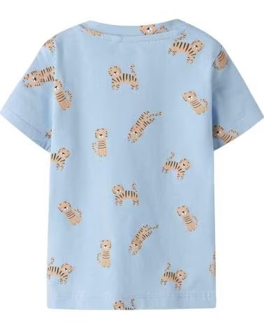 NAME IT 13229233-TIGER KURZARMSHIRT HELLBLAU MIT TIGERMOTIV FÜR BABYS CELESTE